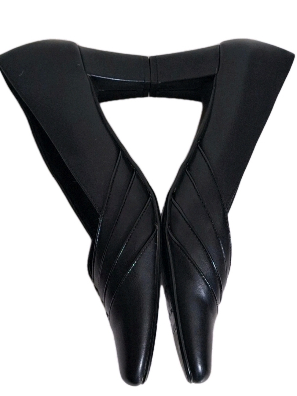 Easy Street Entice Squared Toe Pumps Black Faux Leather Shoes Size 9 M - Picture 7 of 11